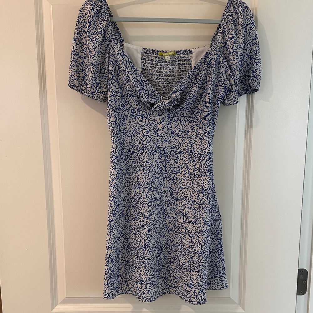Gianni Bini Blue and White Patterned Mini Dress